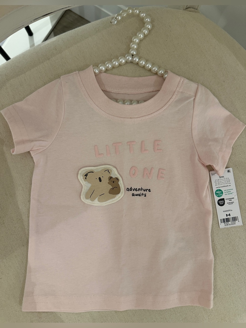 🤍 9 Mth Cotton Little One Pink Baby Koala Bear Tee - Adventure Awaits NWT